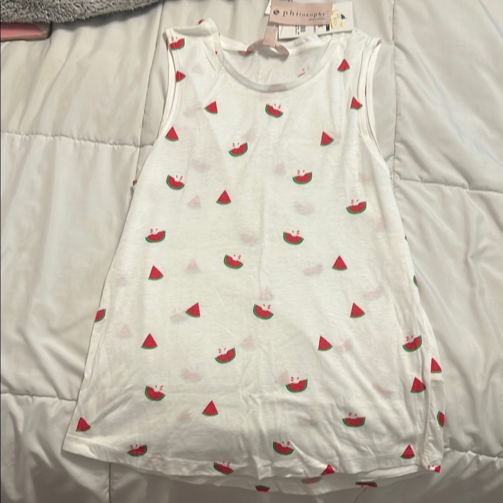 Philosophy Watermelon Print Sleeveless Top - White